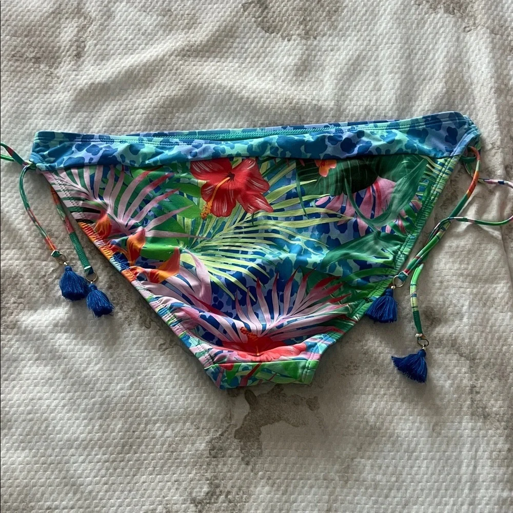 Bleu by Rod Beattie Tropical Flight Tie-Side Bikini Bottom Swimsuit Size 12